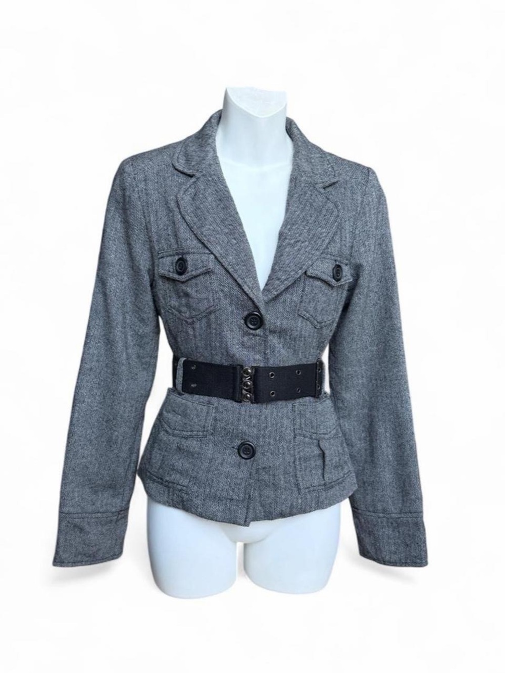 Women’s Gray Tailored Belted Jacket